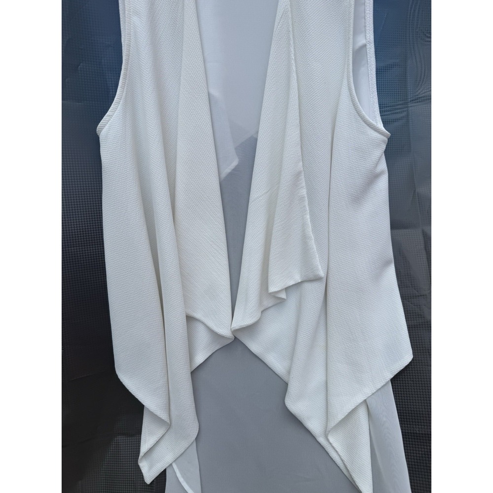 Women Chiffon Waistcoat Vest Gilet Tank Tops Asymmetric Irregular Open Size S - Picture 3 of 11